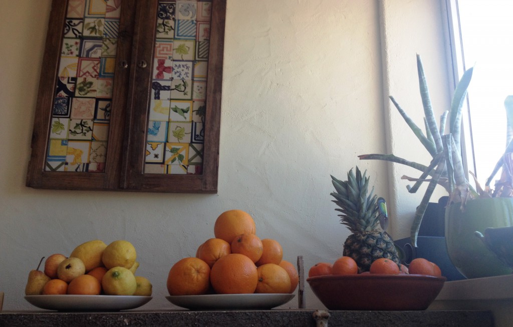 En del frukt har vi ju in trädgården också och ibland får vi apelsiner av grannen. Men ändå. 
